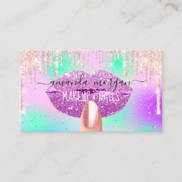 Nagel ManiboyMakeup Holograph Läppar Glitter Pinky Visitkort