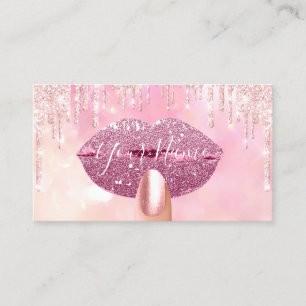 Nagel Manicuck Makeup Rosa Drives Kiss Läppar Visitkort