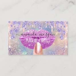 Nagel ManiURE Makeup Holograph Läppar Glitter Kiss Visitkort