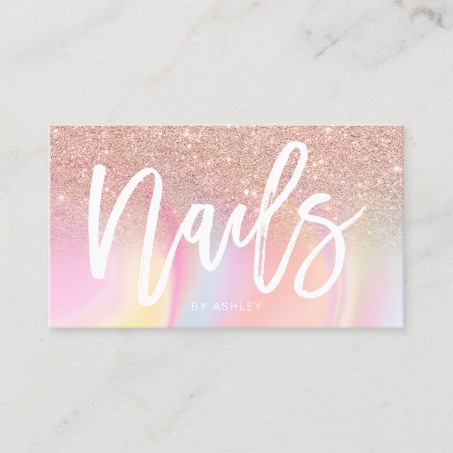 Nagel-manus ro glitter chic marmor visitkort (Framsida)