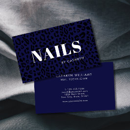 Nagel Mörk blått Animal Print Nail Technician Visitkort