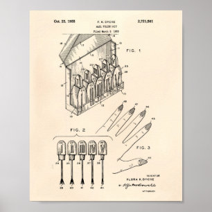 Nagel polsk Kit 1955 Patent Art Old Peper Poster