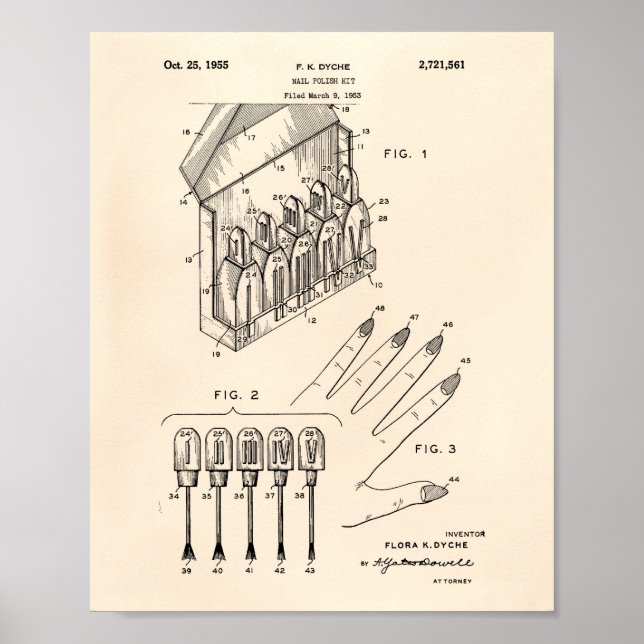 Nagel polsk Kit 1955 Patent Art Old Peper Poster (Framsidan)