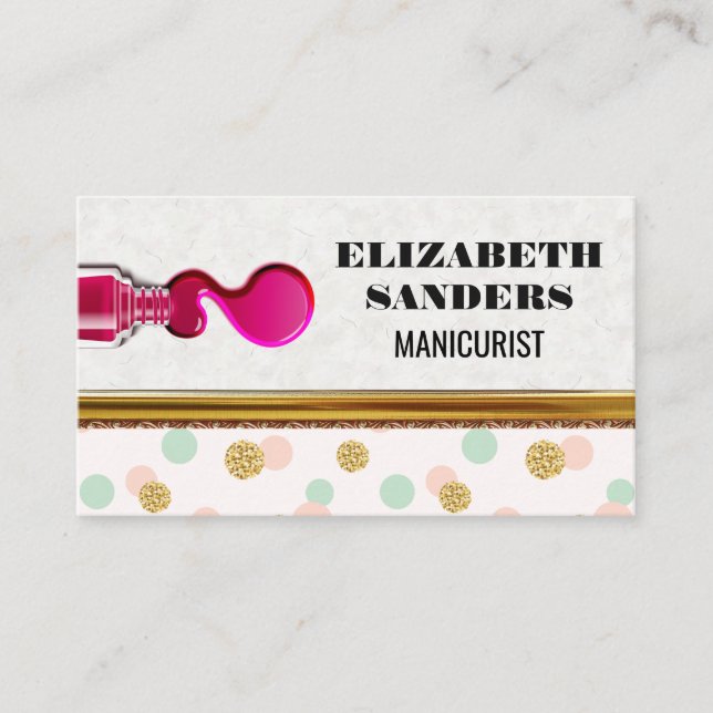 Nagel polsk och penselsk | Polka Dot | GULD GRÄNS Visitkort (Framsida)