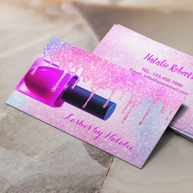 Nagel polsk Unicorn Glitter Drips Manicurist Visitkort (Skapare uppladdad)
