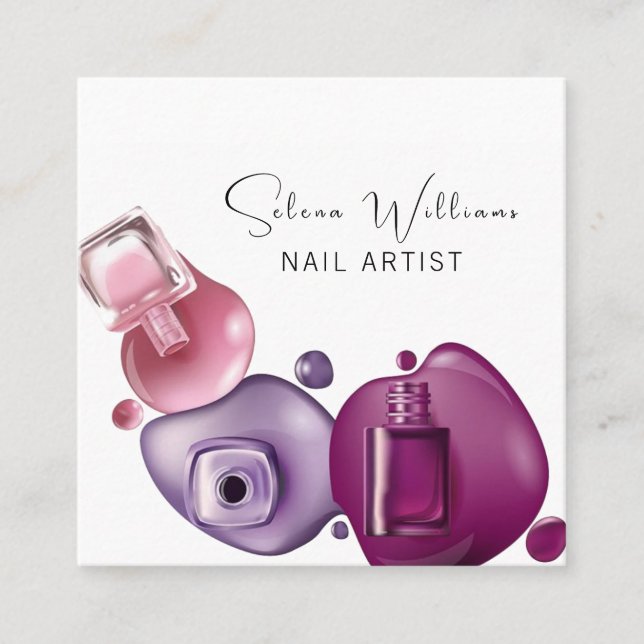 Nagel polska konstnärer Beauty Salon Service Fyrkantigt Visitkort (Framsida)