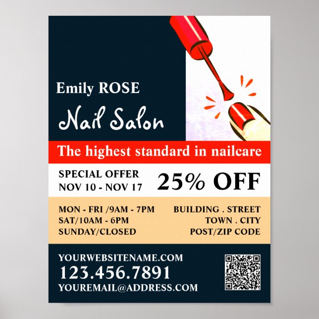 Nagel polska, Nail Technician, Nail Salon Advert Poster (Framsidan)