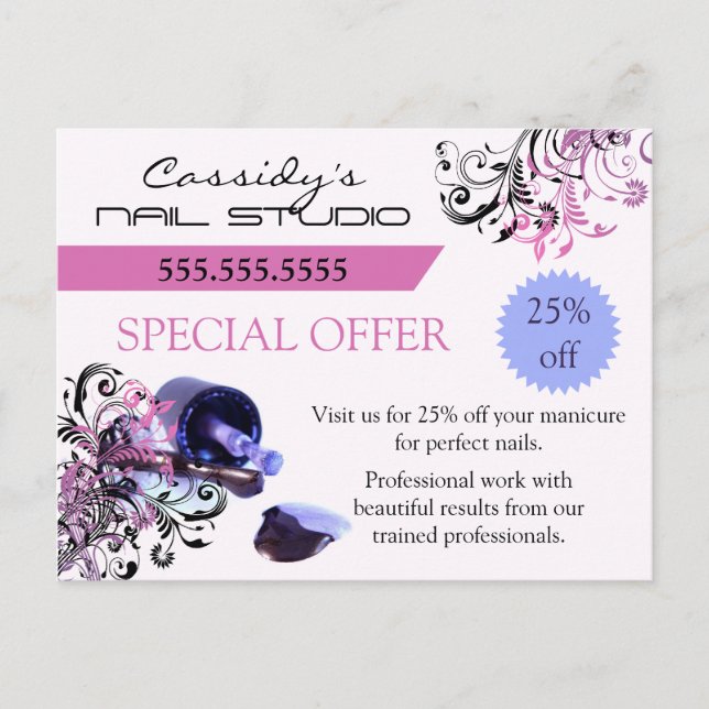 Nagel Pub och Nail Technician Promo Vykort (Framsida)