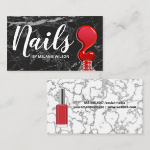 Nagel   Red Nagel polsk Pour   Marble Visitkort
