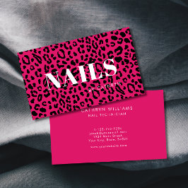 Nagel Rosa Animal Print Nail Technician Visitkort