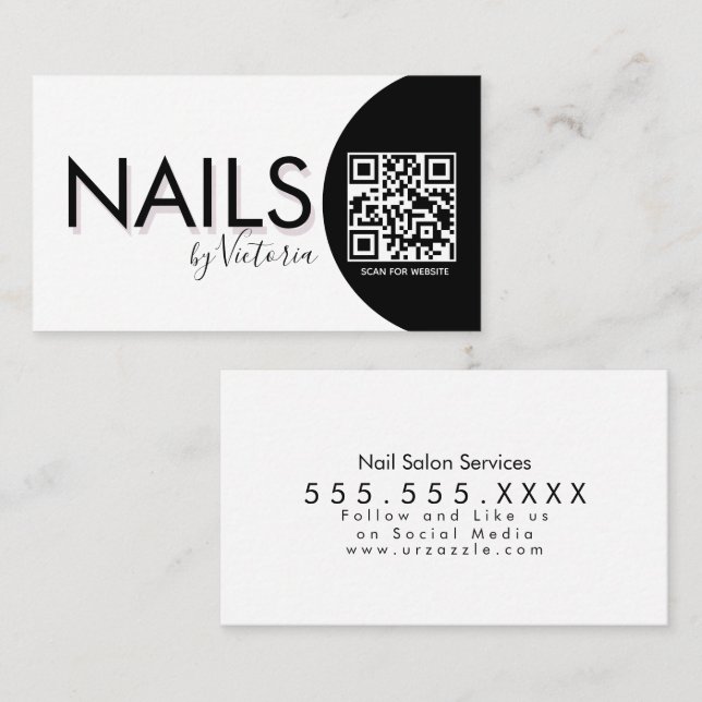Nagel Salon Beauty Artist QR CODE Visitkort (Fram/baksida)