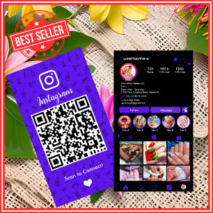 Nagel Salong Instagram Violett   Sociala Medier QR Visitkort