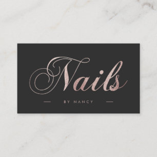 Nagel Script Calligraphy Ro Guld Glitter Visitkort