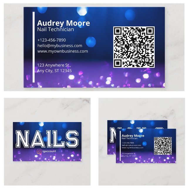 Nagel Studio-Affärskortet QR-kod Visitkort (Nail Studio Business Card QR Code
)