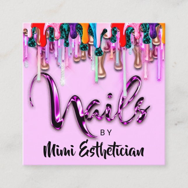 Nagel Studio Artist Nagel Script Logotyp  Drives P Fyrkantigt Visitkort (Framsida)