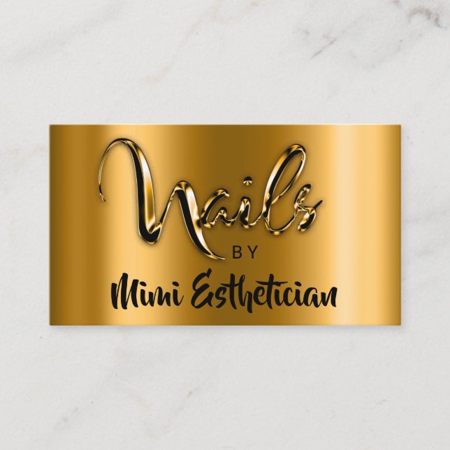 Nagel Studio Artist Nagel Script Logotyp Guld VIP Visitkort (Framsida)