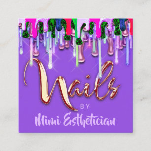 Nagel Studio Artist Nagel Script Logotyp Lila Driv Fyrkantigt Visitkort