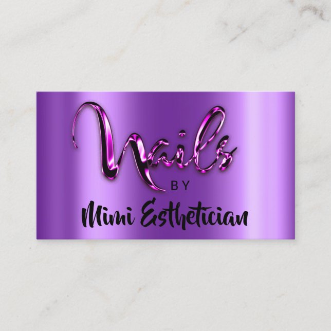 Nagel Studio Artist Nagel Script Logotyp Lila Rosa Visitkort (Framsida)