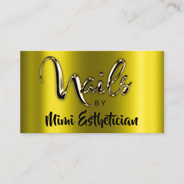 Nagel Studio Artist Nagel Script Logotyp Mustard G Visitkort (Framsida)