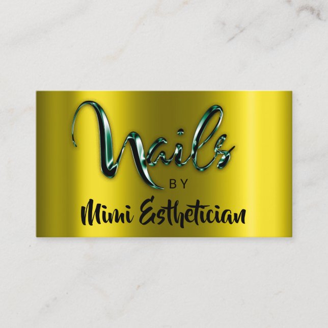 Nagel Studio Artist Nagel Script Logotyp MustardGr Visitkort (Framsida)