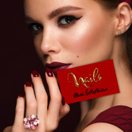 Nagel Studio Artist Red Nagel Script Red Guld Logo Visitkort