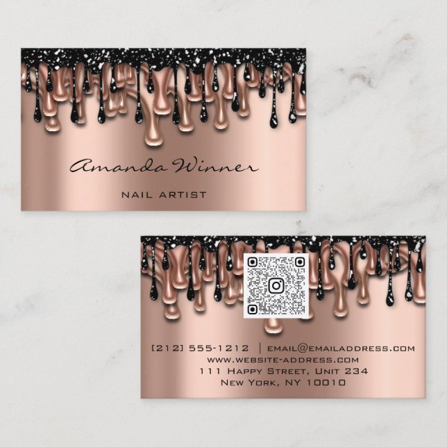 Nagel Studio Drives Ro QR Code Logotyp Vax Body Ca Visitkort (Fram/baksida)