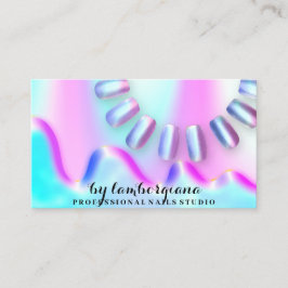 Nagel Studio Logotyp Holograph QR Code Blue Rosa Visitkort