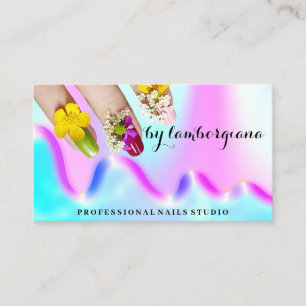 Nagel Studio Logotyp Holograph QR Code Elegant Visitkort