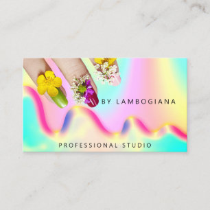Nagel Studio Logotyp Holograph QR Code Modern Visitkort