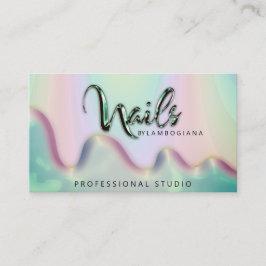 Nagel Studio Logotyp Holograph QR Code Teal Fog Visitkort