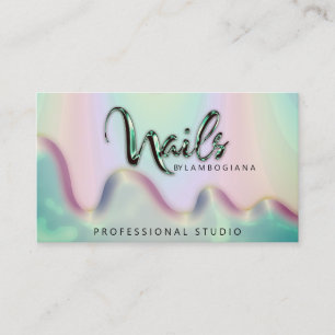 Nagel Studio Logotyp Holograph QR Code Teal Fog Visitkort