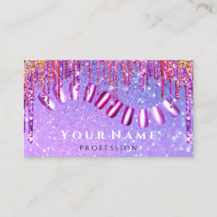 Nagel Stylist Manical Rosa Drives Glitter Holograp Visitkort