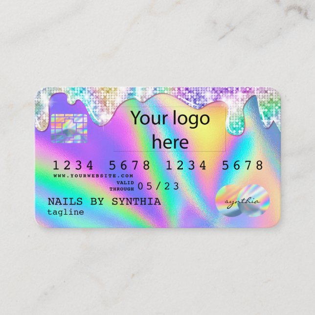 Nagel Tech ADD-LOGOTYP för Holograph Kredit Card Visitkort (Framsida)