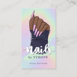 Nagel Tech Artist Beauty Salon Pastel Holografiska Visitkort