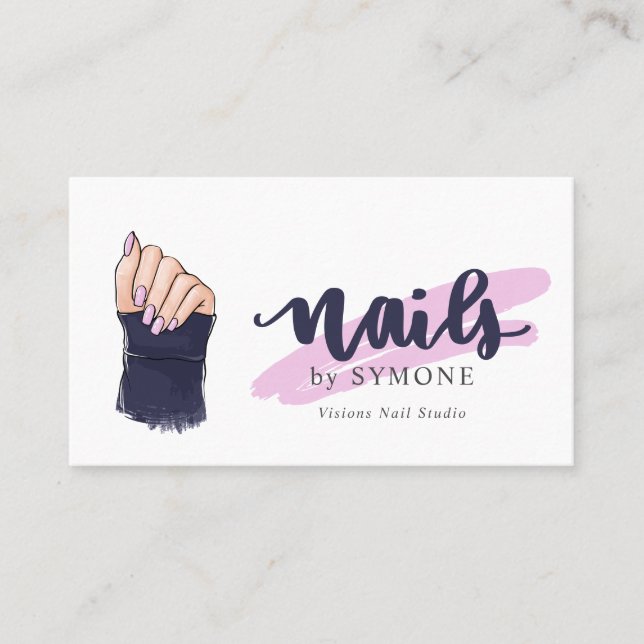 Nagel Tech Beauty Salon Hand Illustration Visitkort (Framsida)
