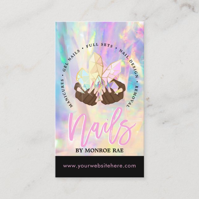 Nagel Tech Crystal Holography Nagel Shop Business  Visitkort (Framsida)