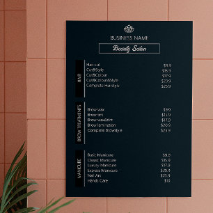Nagel Tech Esthetician Pris List Black White Grått Poster