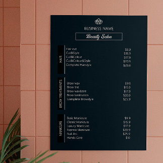 Nagel Tech Esthetician Pris List Black White Grått Poster