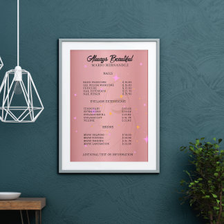 Nagel Tech Esthetician Pris List Ro Guld Poster