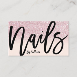 Nagel Tech Girly Rosa Glitter Ombre Typografi Visitkort