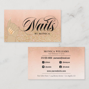 Nagel Tech Manicurist Golden Glam Salon Business Visitkort