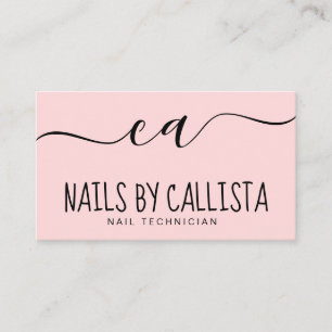 Nagel Tech med enkel minimal svart Rosa Visitkort