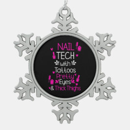 Nagel Tech med tatueringar Snöflinga Pewter Julgransprydnad