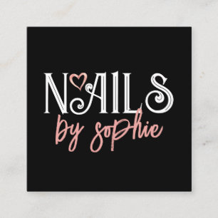 Nagel Tech Nail Art Black Fyrkantigt Visitkort