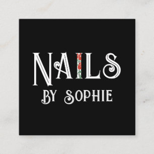 Nagel Tech Nail Art Black Fyrkantigt Visitkort