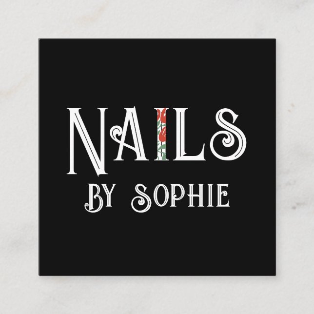 Nagel Tech Nail Art Black Fyrkantigt Visitkort (Framsida)