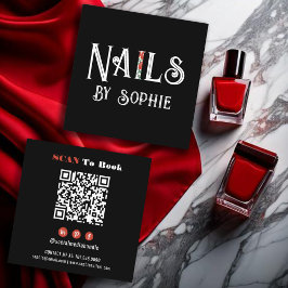 Nagel Tech Nail Art Black Fyrkantigt Visitkort