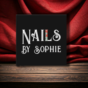 Nagel Tech Nail Art Black Fyrkantigt Visitkort