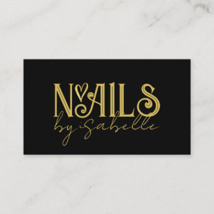 Nagel Tech Nail Art Guld Black Visitkort