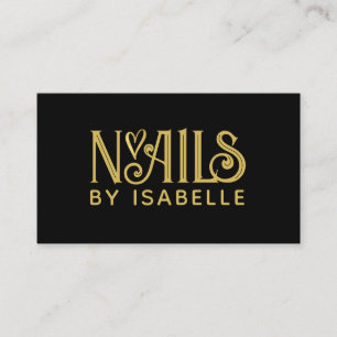 Nagel Tech Nail Art Guld Logotyp Black Visitkort